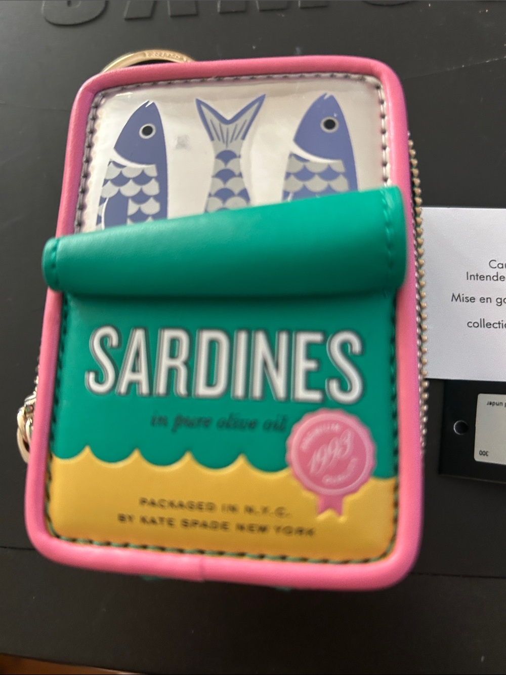 kate spade teal, pink, yellow sardines coin purse BN - Picture 3 of 5